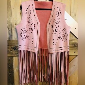 Pink Fringe Vest